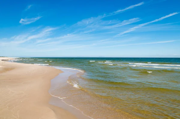 Pięknej Piaszczystej Plaży Pobliżu Leba Morze Bałtyckie Polska — Zdjęcie stockowe