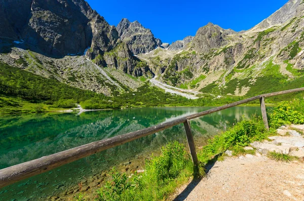 Зеленое Водное Горное Озеро Летний Сезон Кезмарская Долина Татры Словакия — стоковое фото