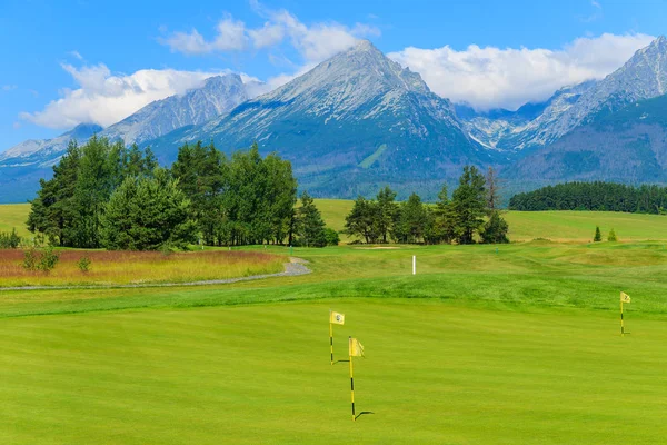 TATRANSKA LOMNICA GOLF CLUB, SLOVAKIA - JUL 21, 2013: green area of a golf course. It is more and more popular to play golf in Slovakia as people get wealthy and richer.