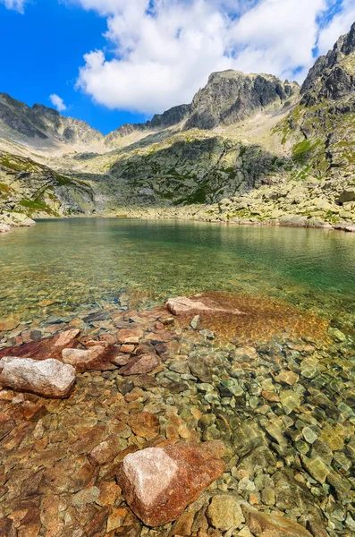 Stenar Alpina Sjön Sommar Tatrabergen Slovakien — Stockfoto