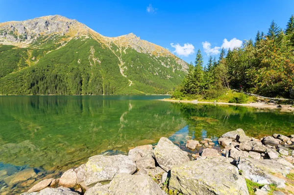 Grøn Vand Bjerg Morskie Oko Tatra Mountains Polen - Stock-foto