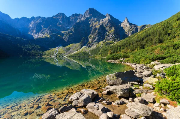 Vihreä Vesi Vuori Järvi Morskie Oko Tatra Vuoret Puola — kuvapankkivalokuva