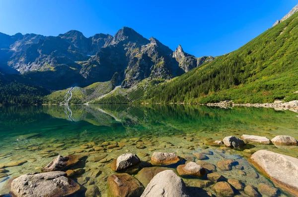 Fjellsjøen Morskie Oko Tatra Mountains Polen – stockfoto