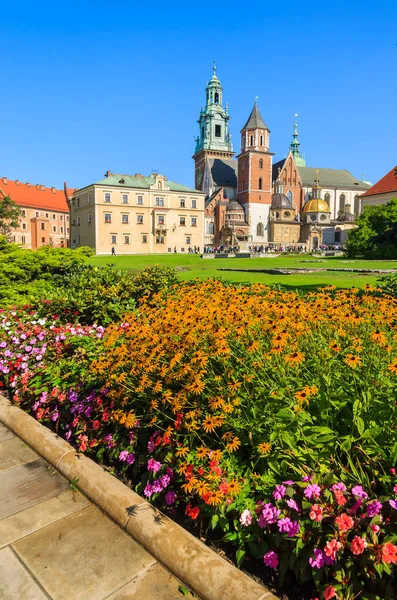 Gyönyörű Wawel Kastély Nyáron Krakkó Lengyelország — Stock Fotó