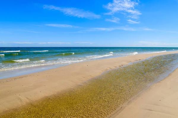 Krásná Písečná Pláž Blízkosti Łeba Baltské Moře Polsko Royalty Free Stock Fotografie