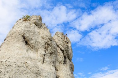 Dağcı kalker kaya Krakow city, Polonya yakınındaki kırsal manzara