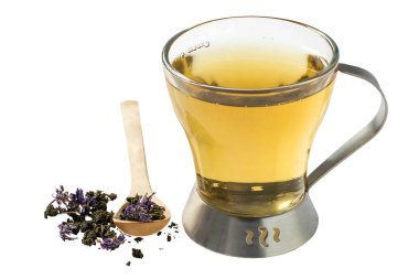 Beyaz adam üzerinde kuru fermente fireweed faydalı bitkisel çay