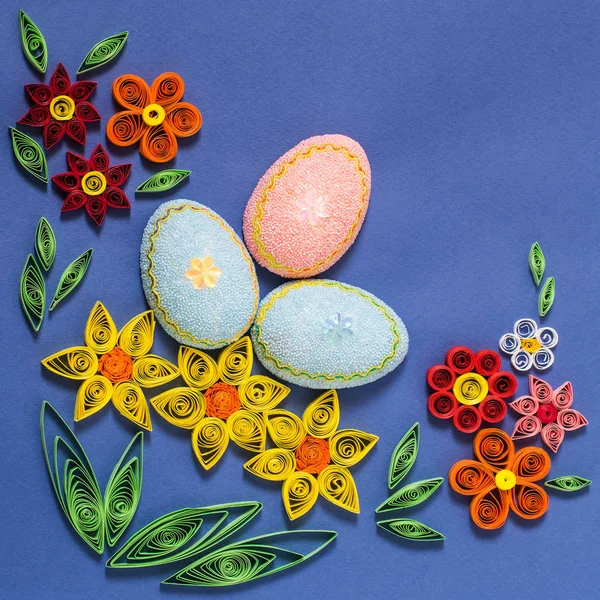 Easter composition in the technique of quilling — Stock Photo, Image