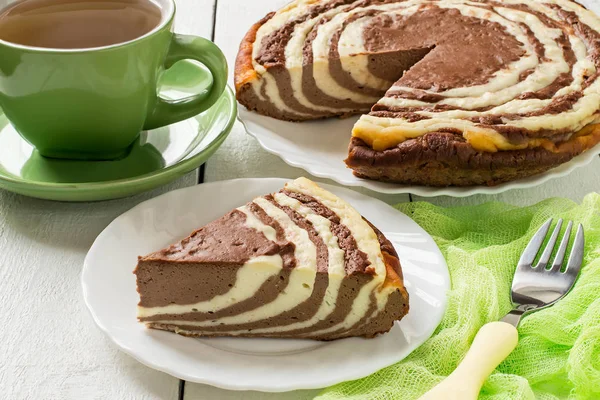 Шоколадный торт с творогом Zebra Стоковое Фото