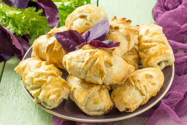Smakelijke groente broodjes met aubergine en kaas — Stockfoto