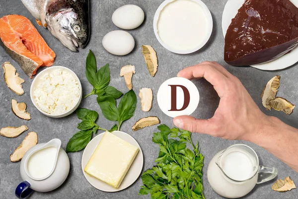 D-vitamin-gazdag ételek — Stock Fotó