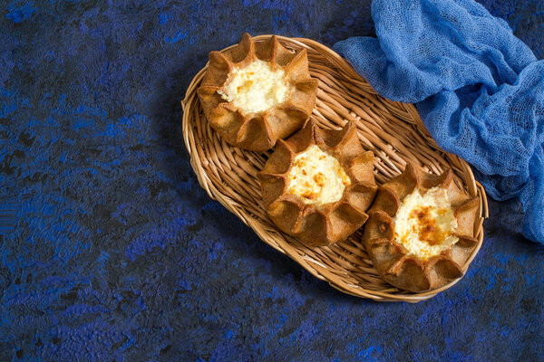 Traditional Karelian baking, rye pies wickets (kalitki) 