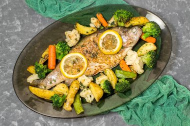 Sebze ile Fırında Alabalık 