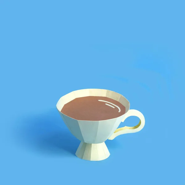 Paper cup with coffee on blue background — Stock Photo, Image