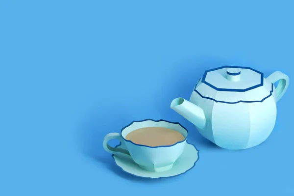 Паперовий чайник і чашка з чаєм — стокове фото