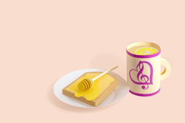 Kağıt bardak, çay ve tost. 