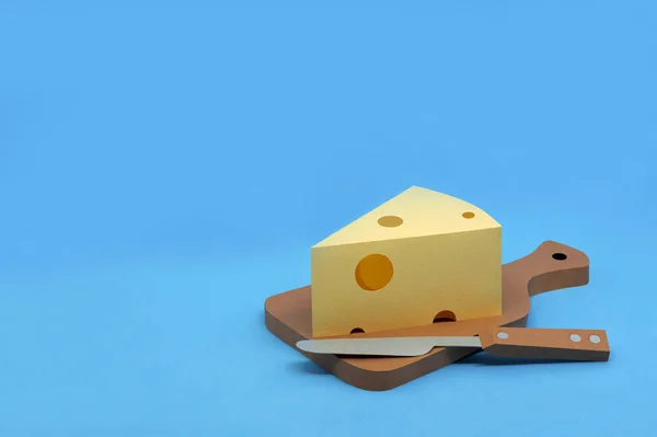 Paper triangular piece of Maasdam cheese — Stock Photo, Image