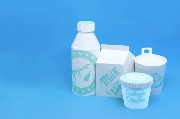 Különböző papírból készült tejtermékek — Stock Fotó