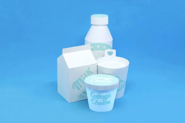 Различные молочные продукты из бумаги — стоковое фото