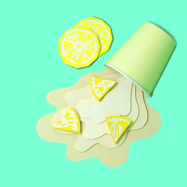 Paper Cup Spilled Pineapple Juice Bursts Juice Spread Layers Pineapple — 스톡 사진
