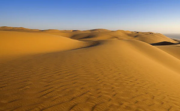 Désert Dense Poussière Dunes Belles Structures Sablonneuses Lumière Soleil Bas — Photo