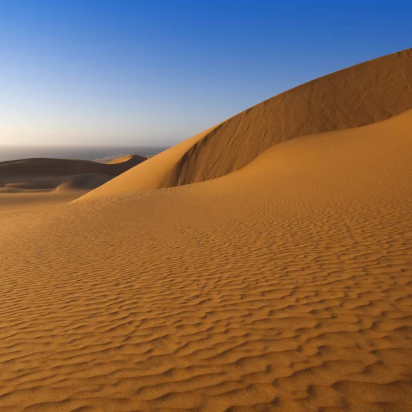 Deserto Dense Polvere Oro Dune Belle Strutture Sabbiose Alla Luce — Foto Stock