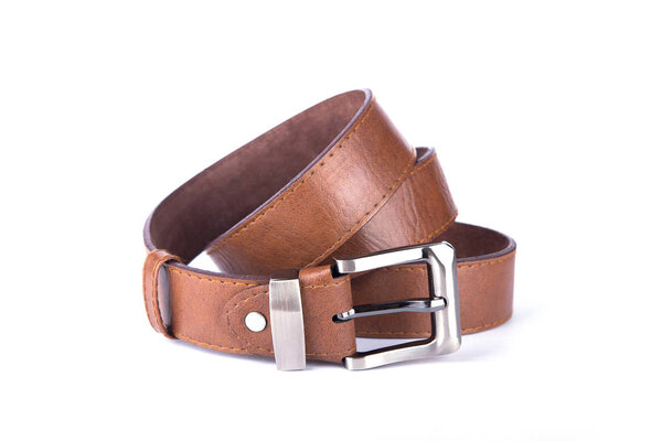 Brown belt on white background. belt. Brown belt on isolate back