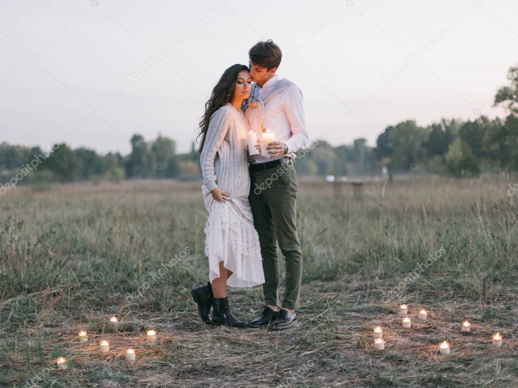lovely couple with candles