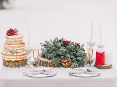 Düğün süslemeleri kış açık havada