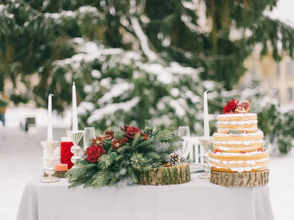 Dekorasi Pernikahan Musim Dingin Luar Ruangan — Stok Foto