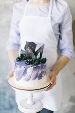 tatlı kek böğürtlen ve çikolata