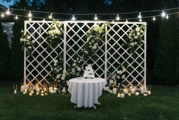 Pastel Boda Noche Aire Libre — Foto de Stock