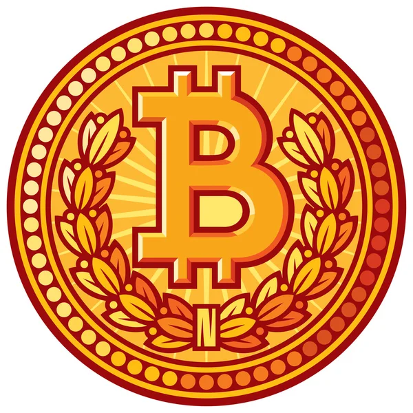 Bitcoin złote monety ikona — Wektor stockowy