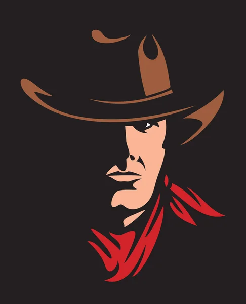Amerikanischer Cowboy Mann Kopf — Stockvektor