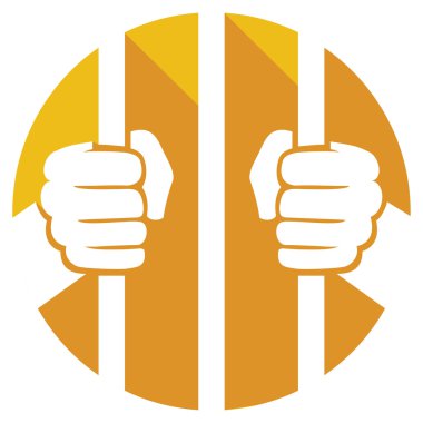 hands holding prison bars icon clipart