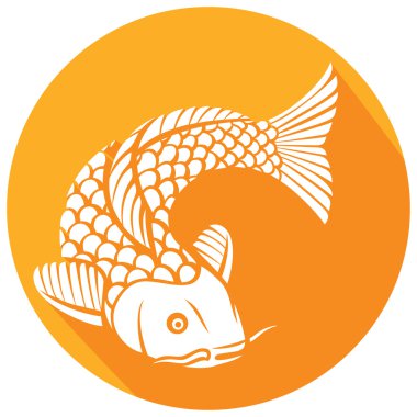 Koi sazan balık düz simgesi