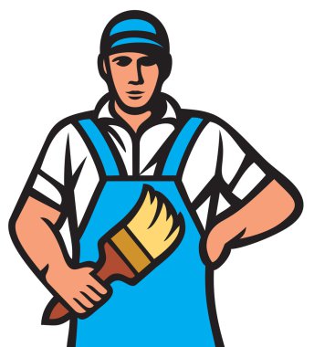 ressam adam boya fırçası ile