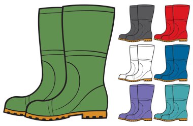 rubber boots icons set clipart