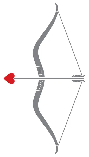 Arco de Cupido y flecha con corazón — Vector de stock
