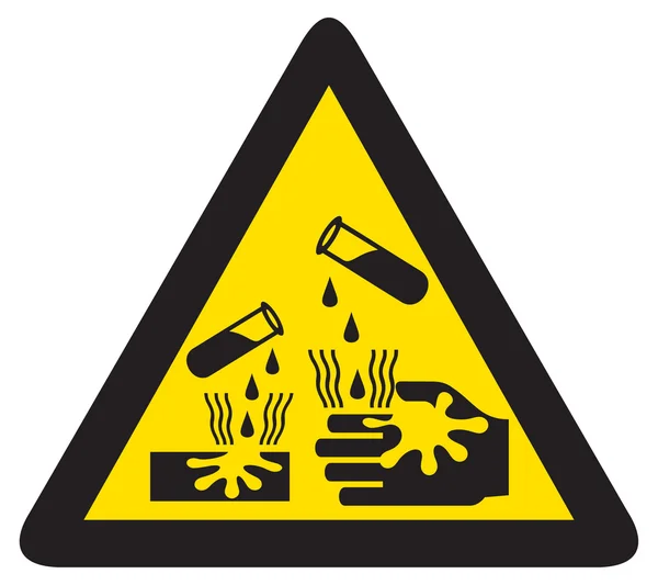 Danger signe d'avertissement corrosif — Image vectorielle