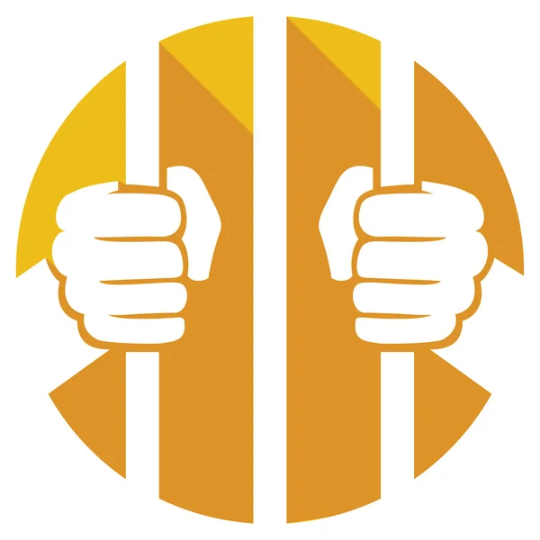 Hands holding prison bars icon — Stock Vector