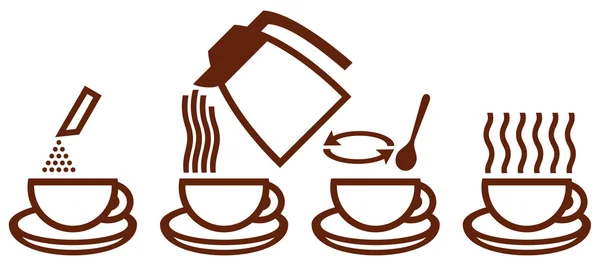 Making instant coffee icons set — Stock Vector