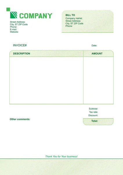 Diseño de la plantilla de factura empresarial — Vector de stock