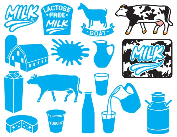 Conjunto de ícones de produtos lácteos — Vetor de Stock