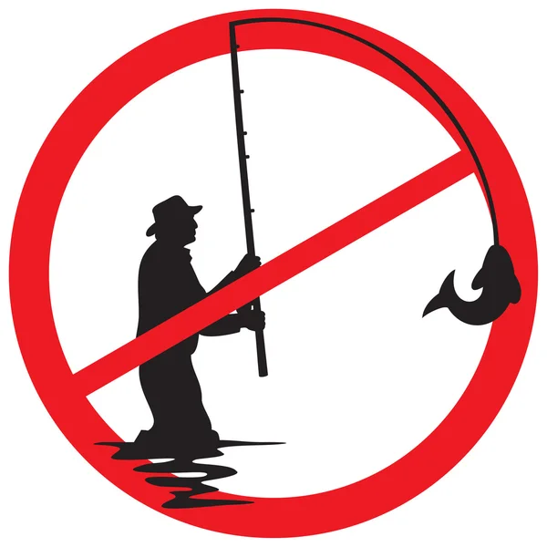 Pesca señal prohibida, ninguna pesca — Archivo Imágenes Vectoriales