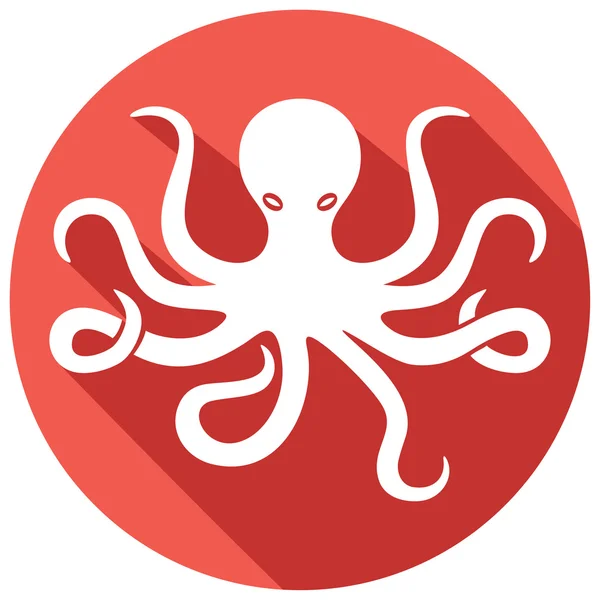 Pulpo y tentáculos icono plano — Vector de stock