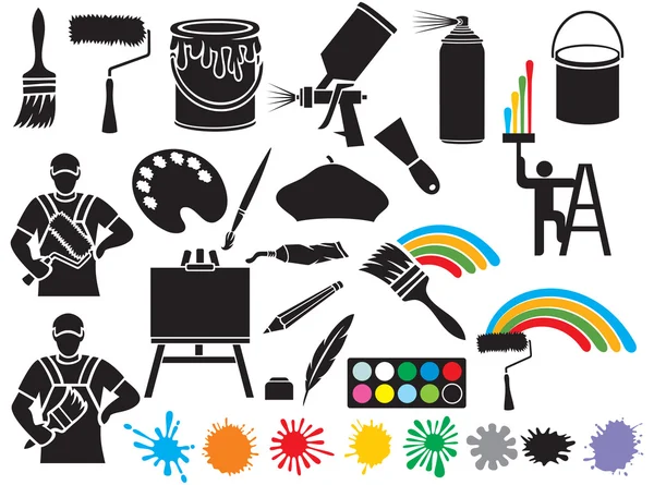 Art and painting icons set — Stock Vector