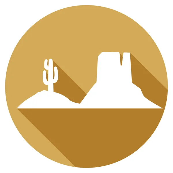 Paesaggio desertico con roccia e cactus — Vettoriale Stock