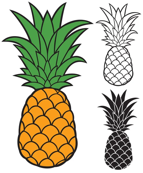 Conjunto de iconos de fruta de piña — Archivo Imágenes Vectoriales