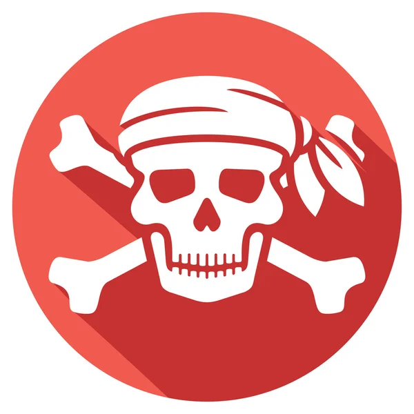 海盗头骨，上面有红色的印花大手帕 — 图库矢量图片